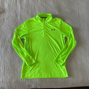 Under Armour Neon Green Long Sleeve Quarter Zip Loose Fit Small
